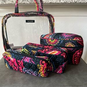 Vera Bradley 4 PC Cosmetic Organizer Large Travel Toiletry Case Twilight Paisley